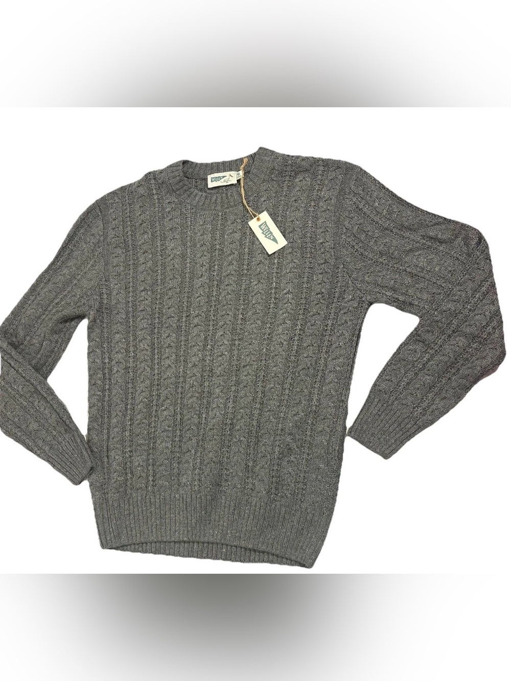 Wellen Seawool Fisherman’s Sweater Forest Gray Speckled Men’s Medium Cable knit